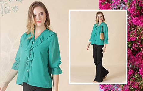 Green Georgette Blouse