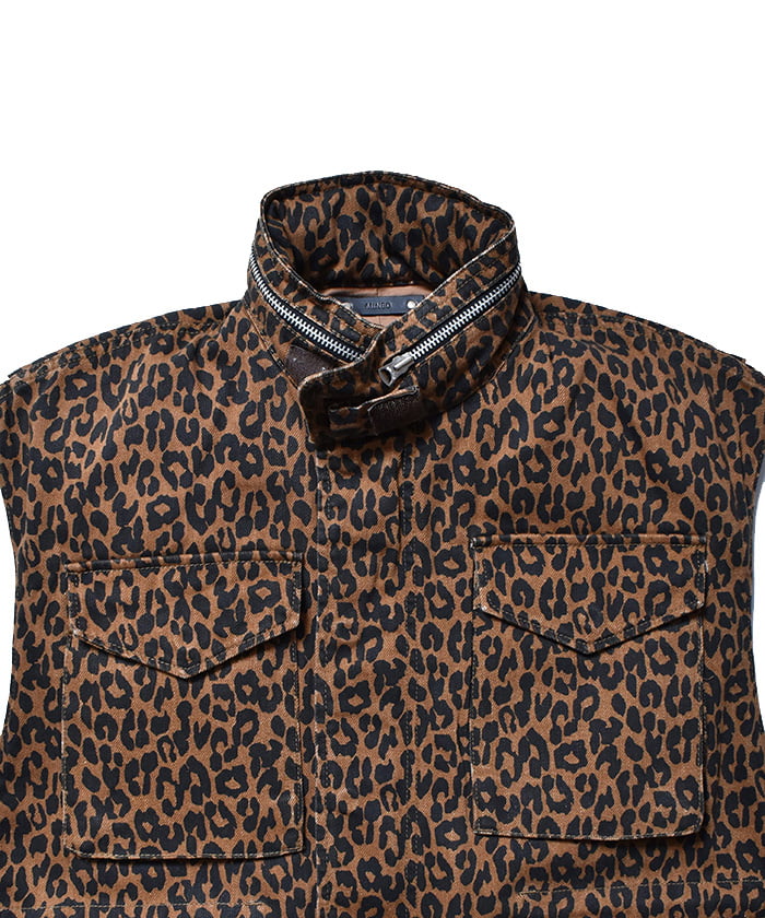 未使用品】MINEDENIM Leopard Denim Nosleeve javawebmedia.com