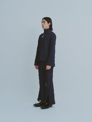 MIKAGE SHIN SLIT FLARE PANTS / NAVY WAVE