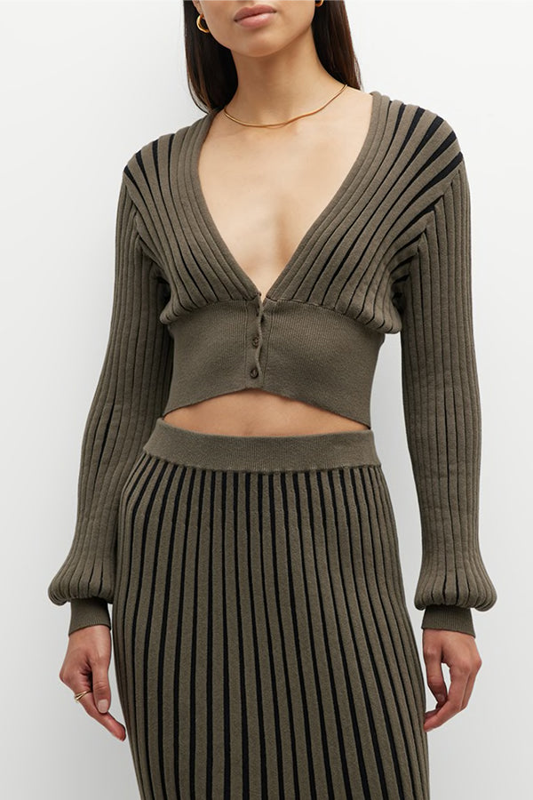 Cropped Plaited Cashmere-Blend Cardigan