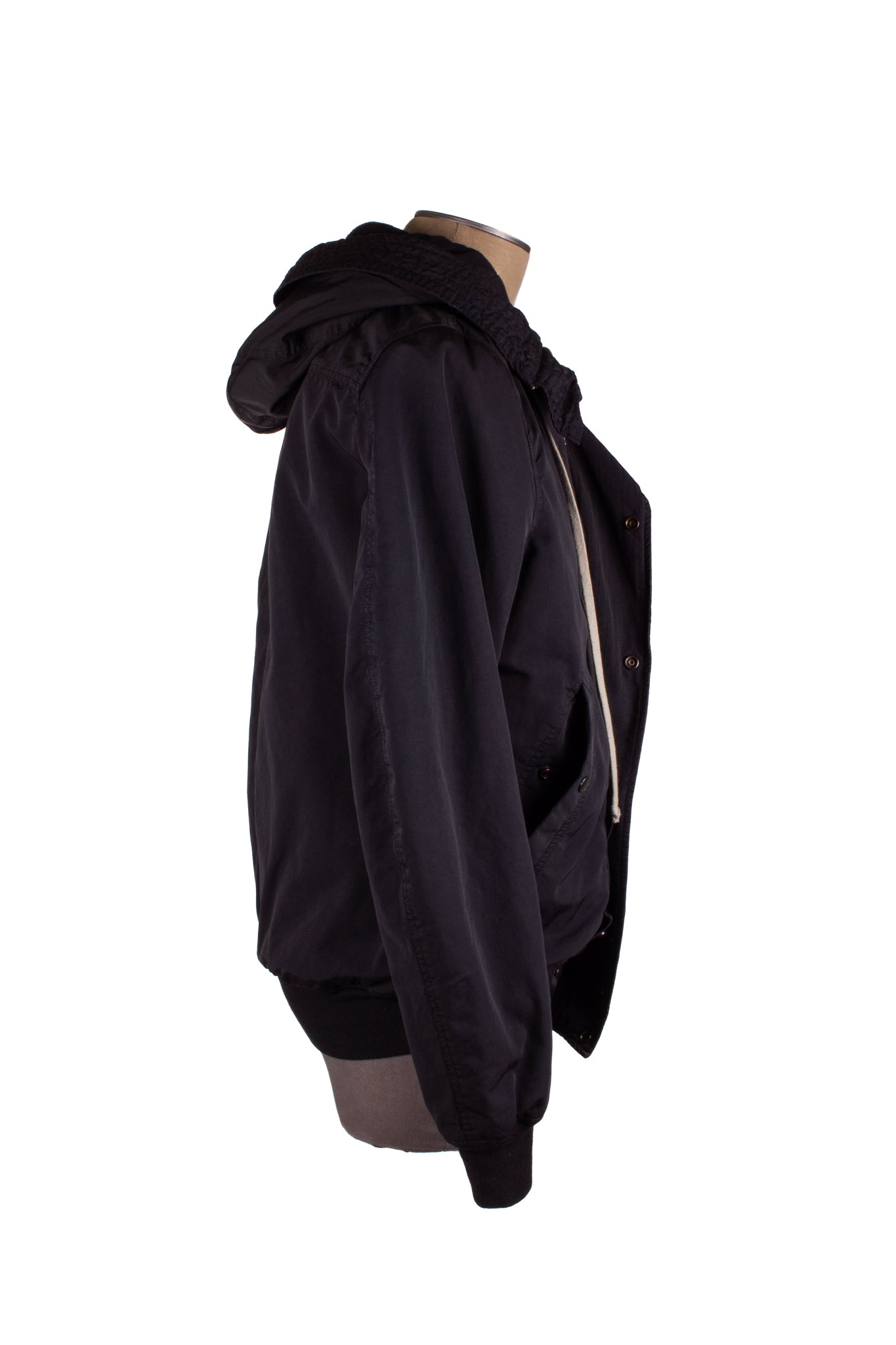 RICK OWENS DRKSHDW BLACK HOODED BOMBER JACKET