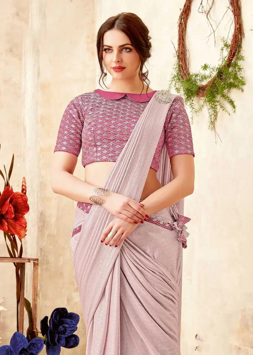 Pink Party Wear Saree For Unmarried Girl – Gunj Fashion