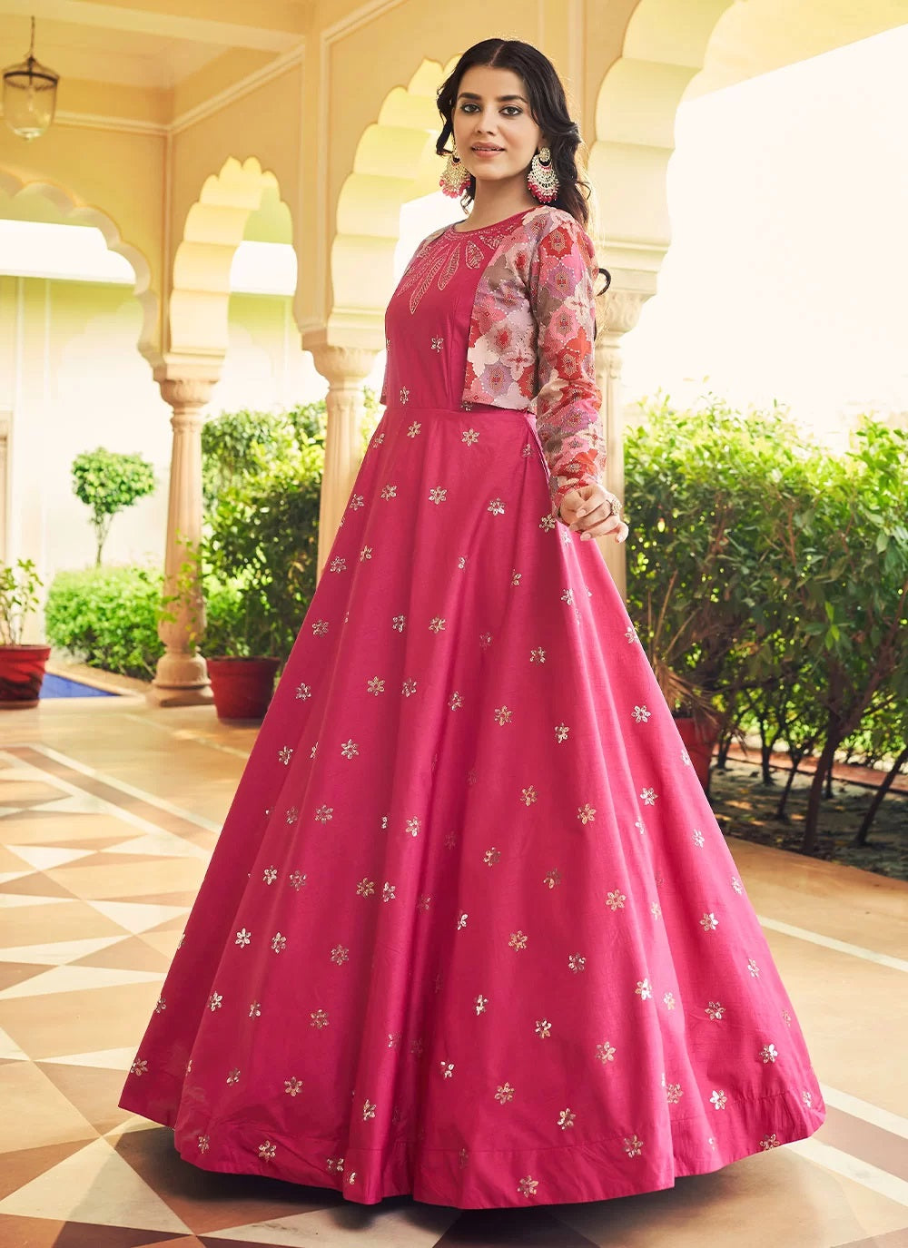 Buy Rani Cotton Embroidered Koti Style Gown For Women | Gown ...