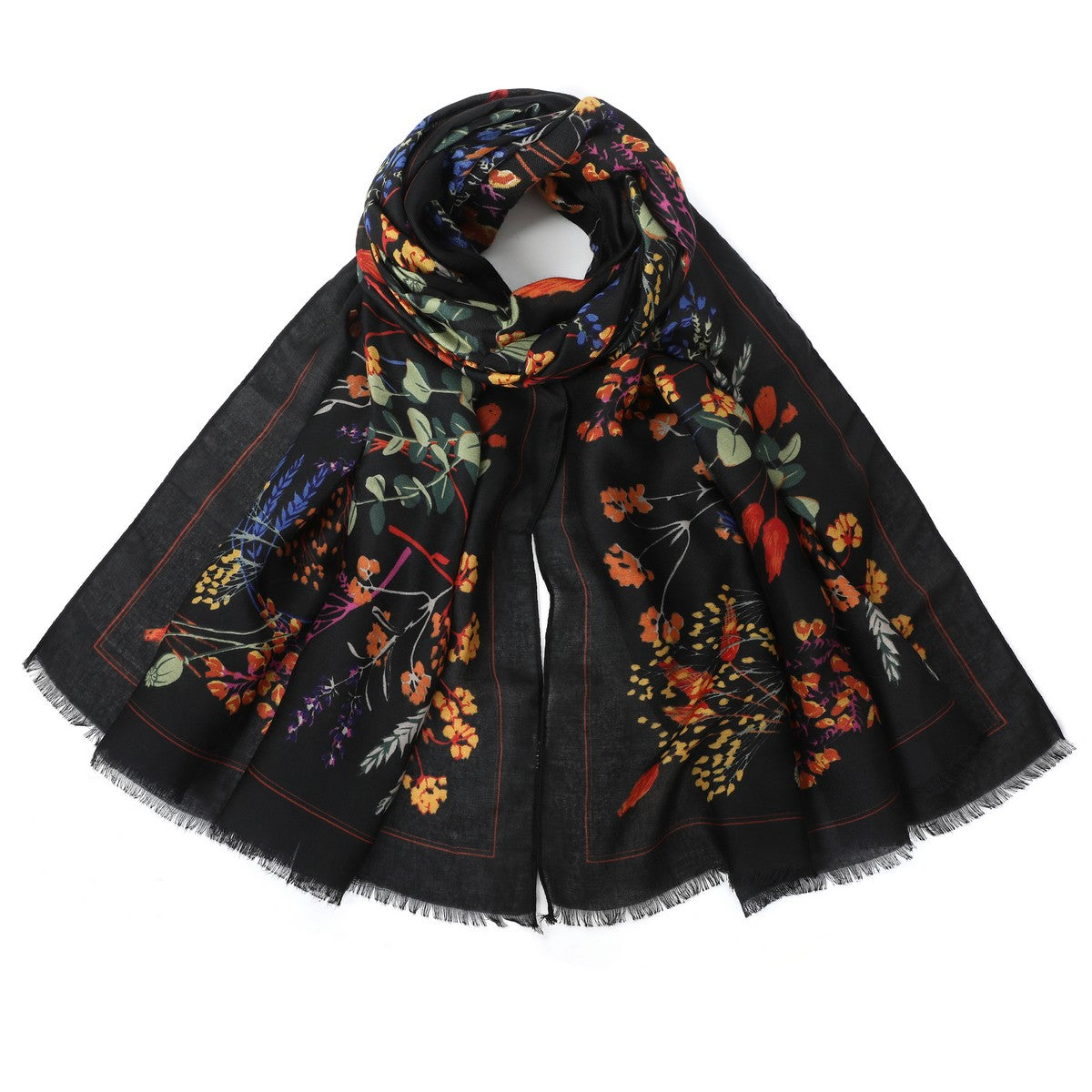 Colourful Leaves Print Scarf