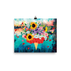 Blue Acrylic Paint Print Premium Lustre Photo Paper Poster