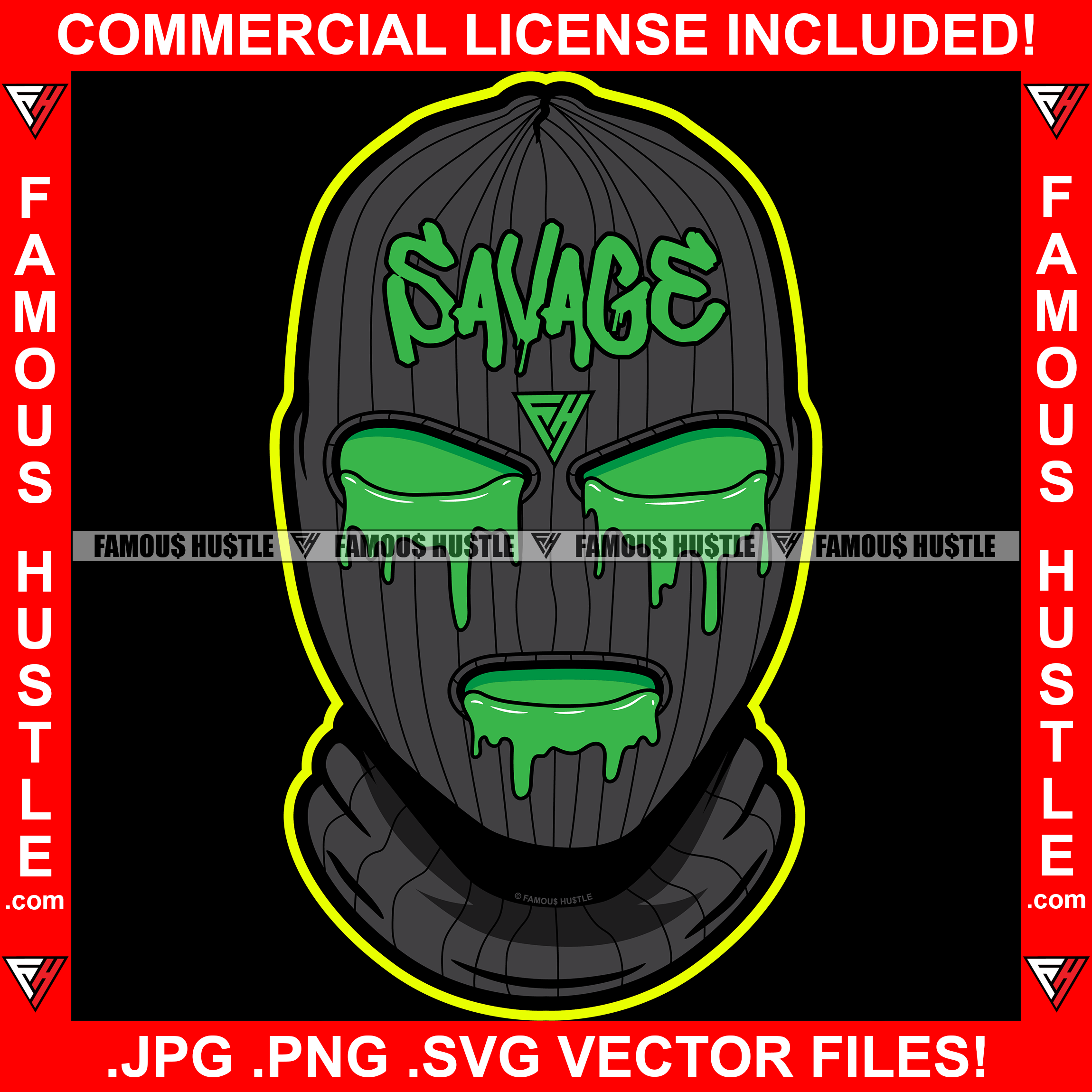 Savage Gangster Black Ski Mask Green Drip Dripping Hip Hop Rap Rapper ...