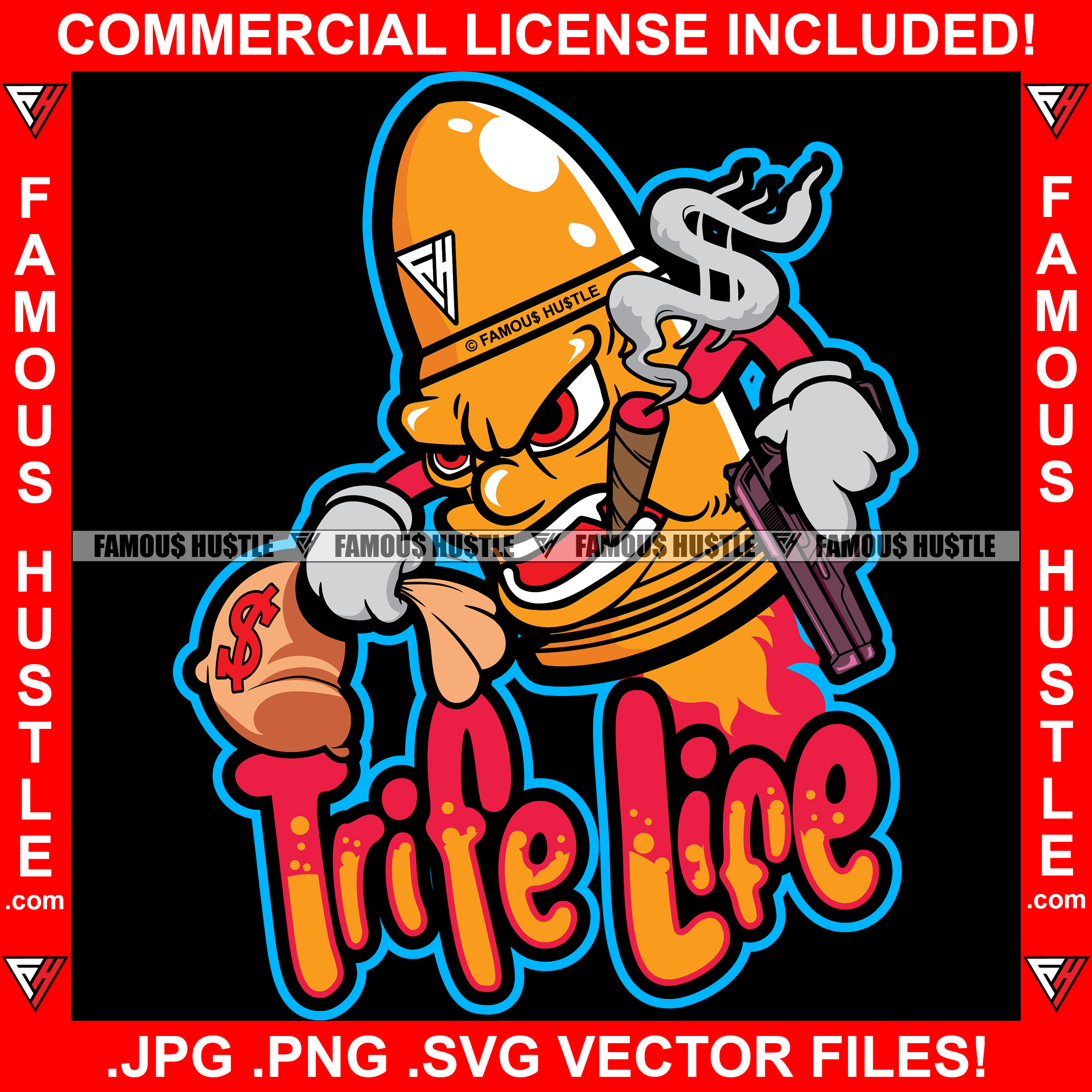 Trife Life Gangster Rocket Men Face Cigar Smoking Dollar Sign Cash Mon ...