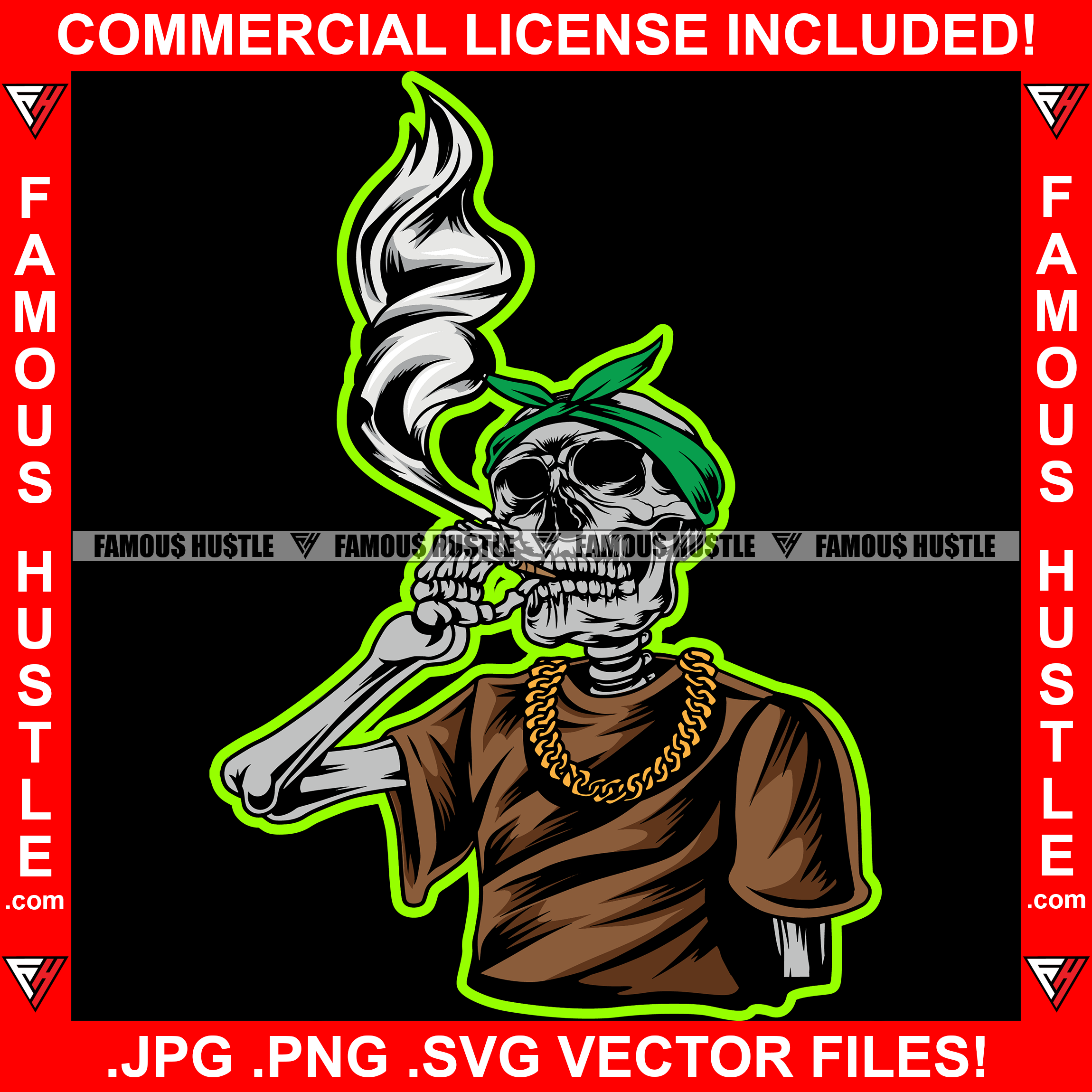 Trap Life Gangster Skull Face Skeleton Dead Man Head Bandanna Smoking ...