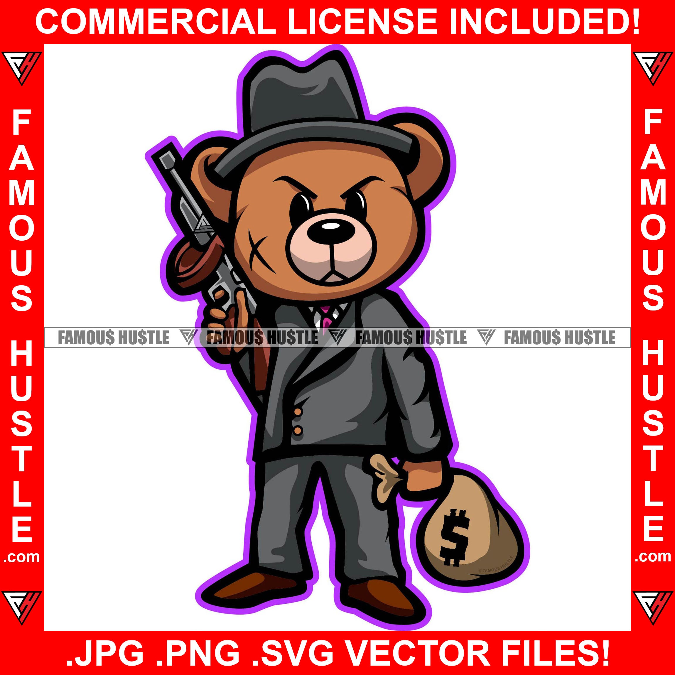 Trap Star King Gangster Teddy Bear Machine Gun Bullet Proof Jacket Sti   famoushustle