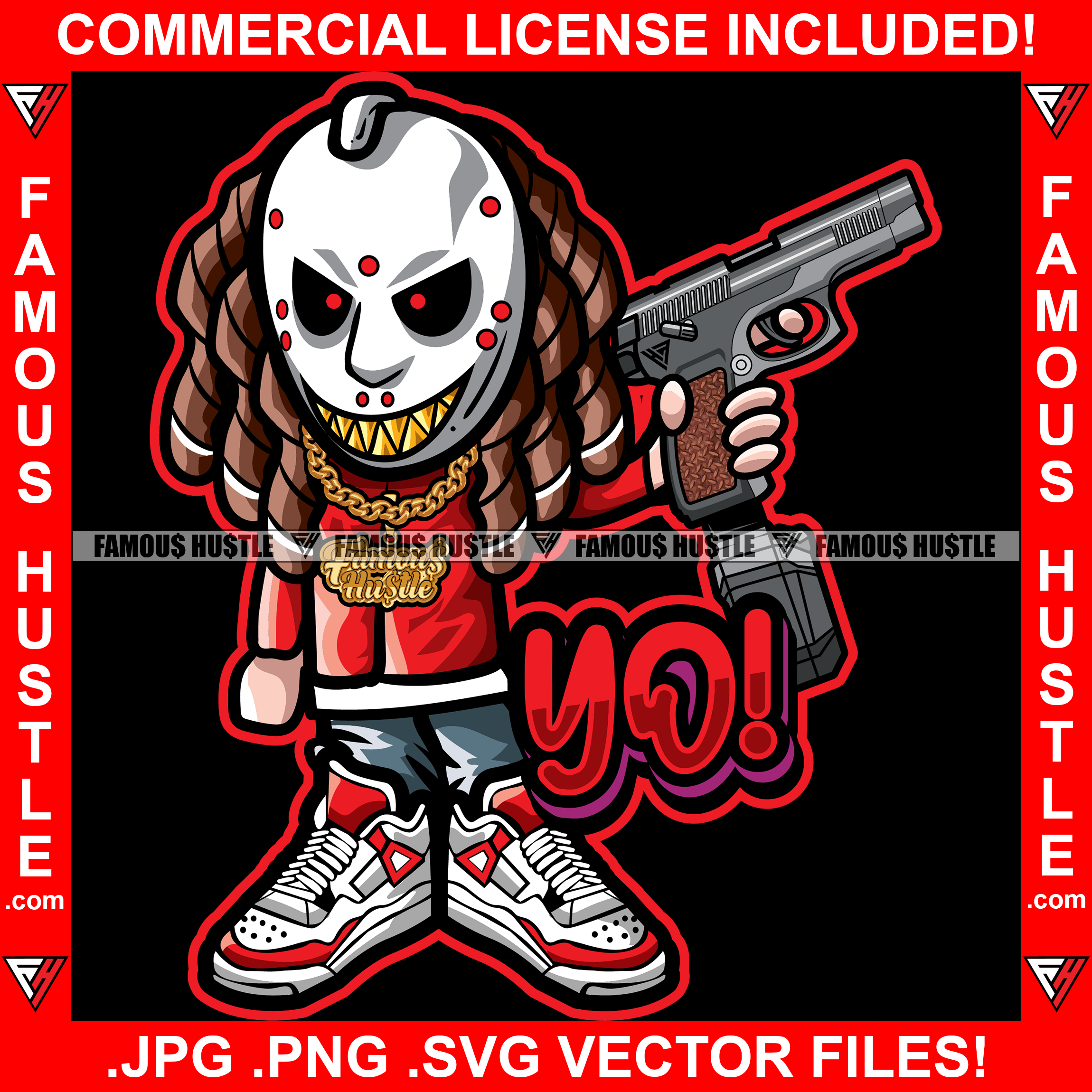 Yo! Famous Hustle Gangster Horror Killer Man Hockey Mask Dreads Hair M ...