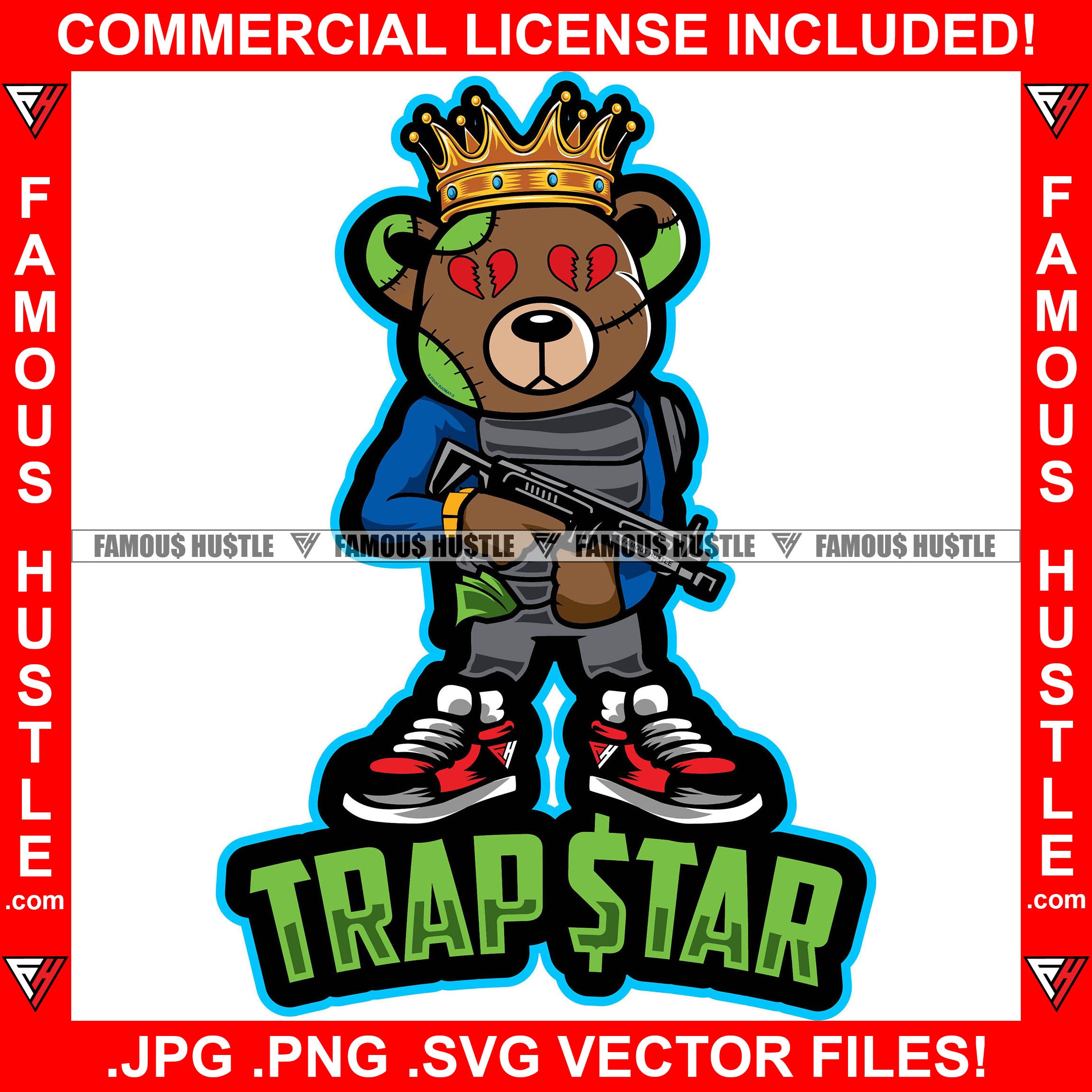 Gangster Teddy Bear Scar Face Sneakers Machine Gun Bullet Proof Jacket   famoushustle