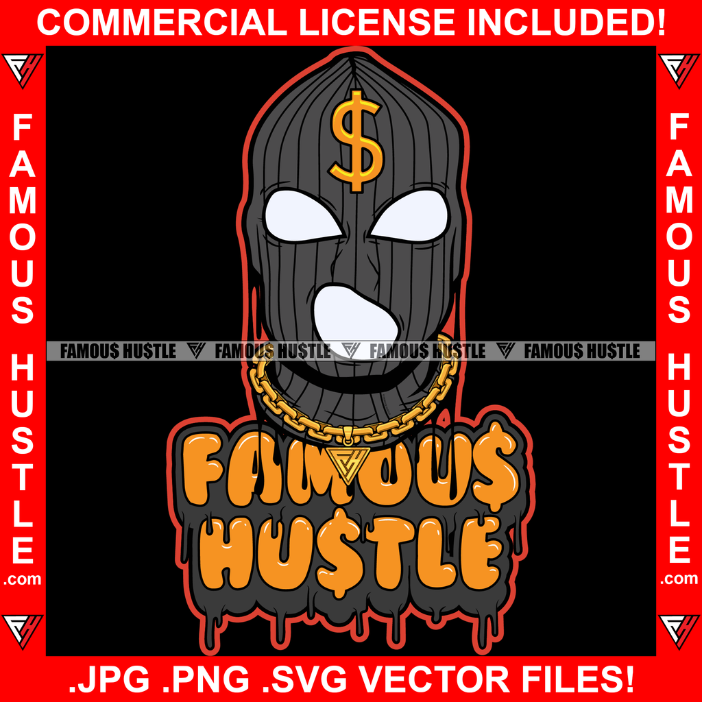 Famous Hustle Drip Gangster Black Ski Mask No Face Robber Burglar Hip ...