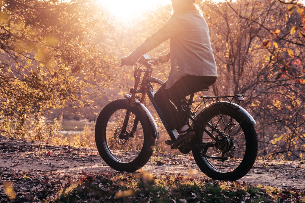 A man rides an electric bike on the sand.-0822