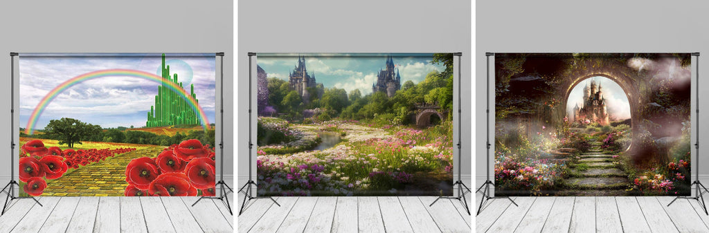 Forest Flowers Castle Portrait Picture Backdrop - Aperturee