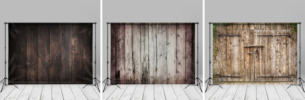 Rustic Wooden Farmhouse Barn Door Photo Backdrop - Aperturee