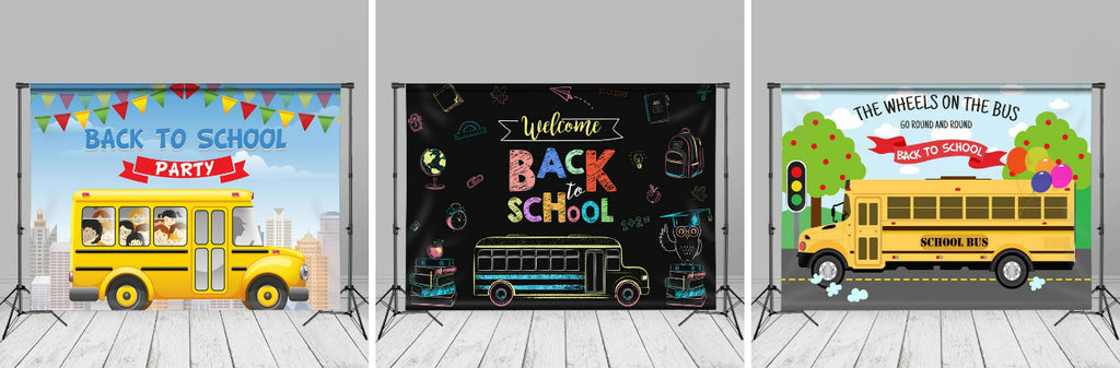 Yellow Bus Back To School Party Photo Backdrops - Aperturee