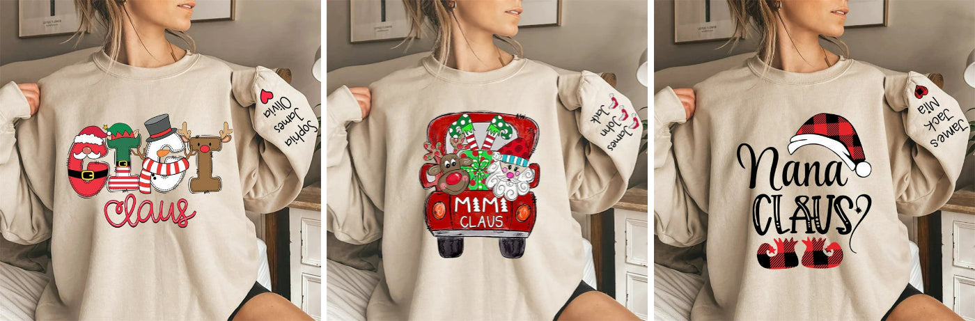 Santa Elk Truck Mom Kids Custom Christmas Sweatshirt - Aperturee