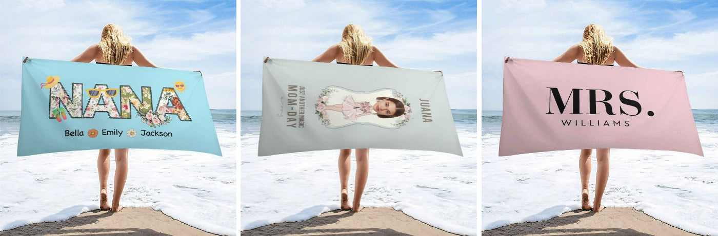Magic Mom-day Floral Custom Photo Beach Towel - Aperturee