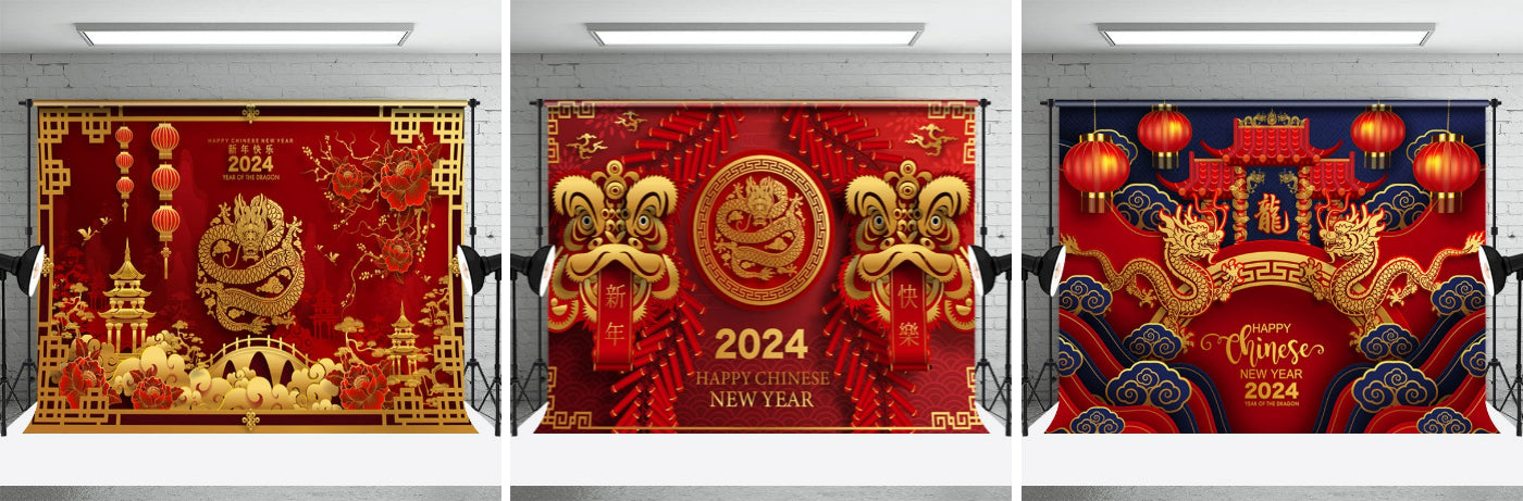 Dragon Red 2024 Happy Chinese New Year Backdrop - Aperturee