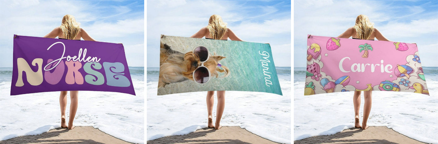 Custom Name Beach Pool Towel for Gifts - Aperturee