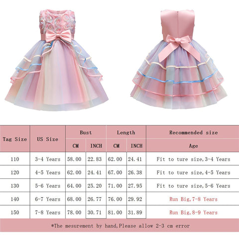 Flower Girl Ruffles Lace Party Wedding Kids Dress Size Chart