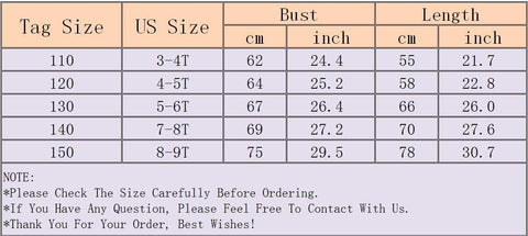 Tulle Bow Puffy Formal Party Wedding Kids Dress Size Chart