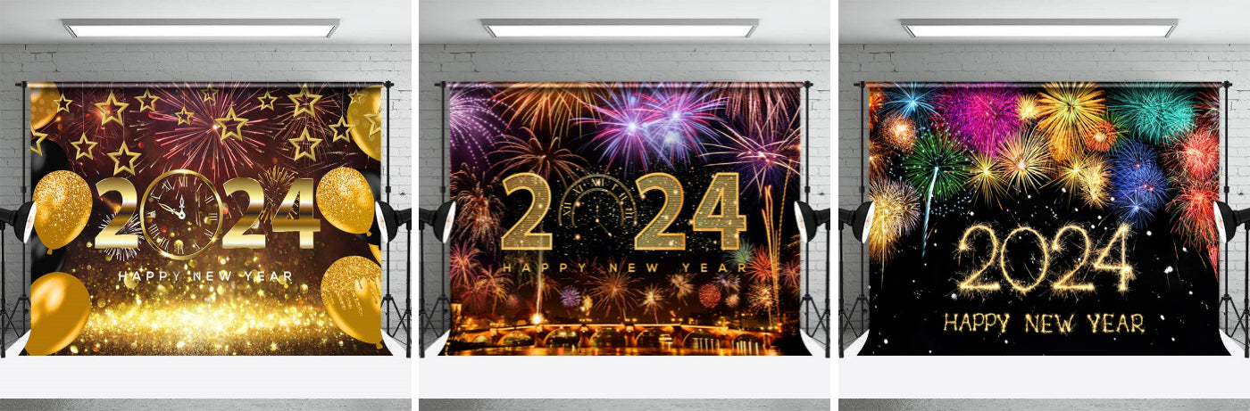Aperturee Sparks Celebration 2024 Happy New Year Backdrop