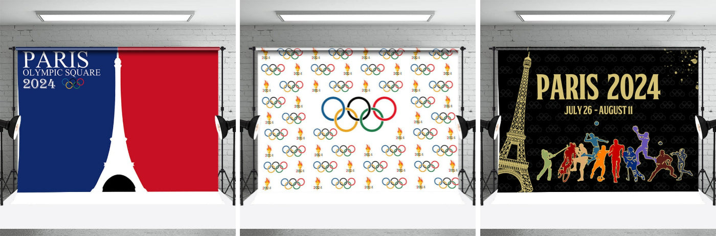 2024 Olympic Rings Step And Repeat Party Backdrop - Aperturee