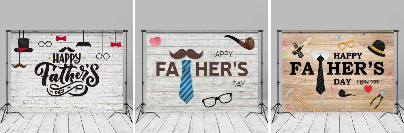 Pipe Tie Beard Stars Fathers Day Picture Backdrop - Aperturee