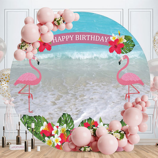 Aperturee Circle Flower Balloons Happy Birthday Backdrop