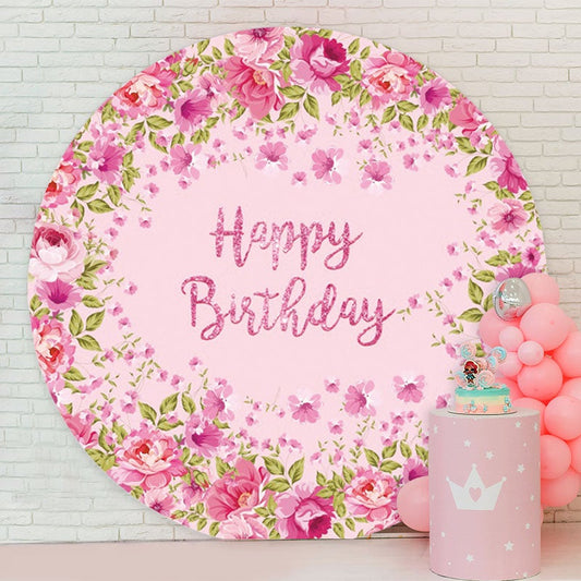 Aperturee Circle Flower Balloons Happy Birthday Backdrop