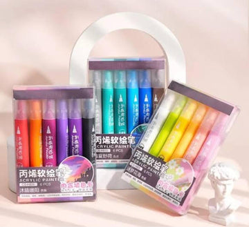 6pcs/set Rainbow Gradient Pens, Creative Journaling Pens, Fluorescent Pens,  Multicolor Pens, Glitter Pens, Random Six Colors