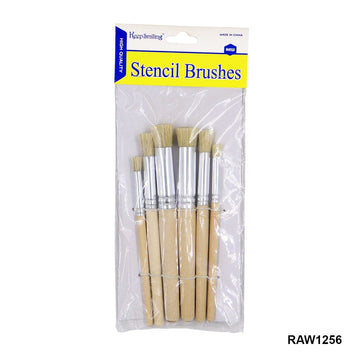 6pcs Stencil Brushes Set Bristle Hair Wooden Handle Paint Brushes