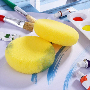 20pcs Round Sponges Brush Set Stencil Sponge Brushes DIY Painting Sponges  Children Drawing Craft Brushes with Wood Handle