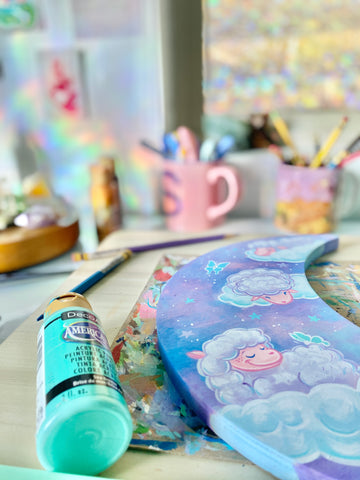 A morning in the art studio filled with rainbows of possibility.