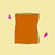 Doof Meat Brand - Doof Delivered Icon. A paper bag with pink hearts around it. Against a butter yellow background