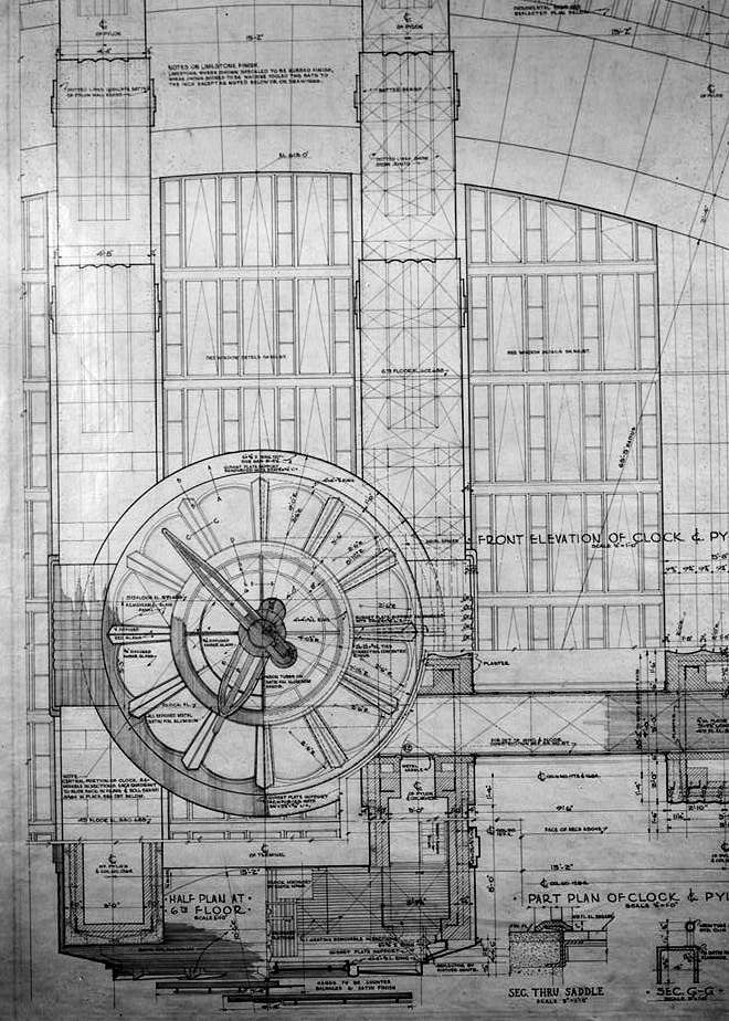 Union Terminal Clock Blueprints of clock and half-dome