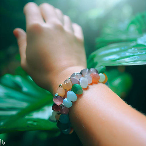 A Person wearing Gemstone Bracelets