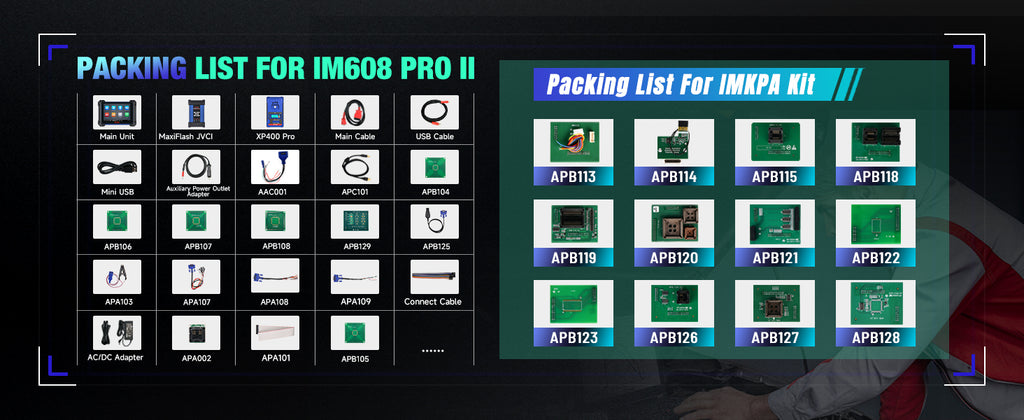 autel im608 ii key programming tool packing list with IMKPA kit