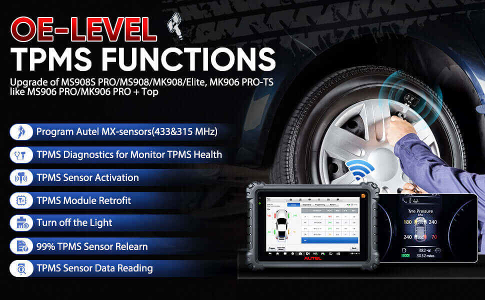 Autel MaxiCOM MK906 Pro-ts Scanner OE-Level TPMS Functions