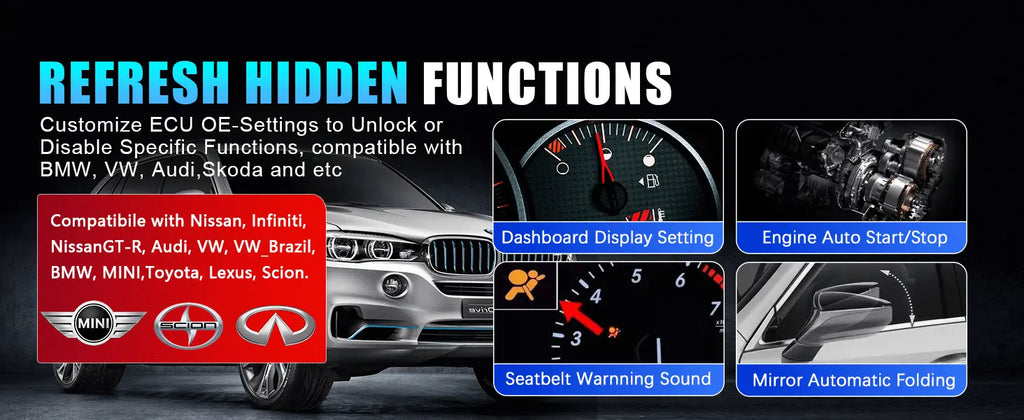 Customize ECU OE-settings to unlock or disable specific functions, compatible with BMW, vw, Audi, Skoda and etc