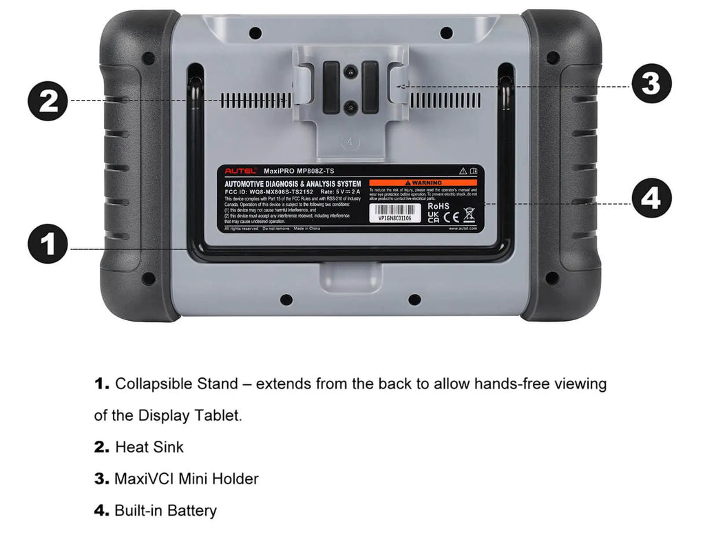 The Back Details of The Autel MP808Z-TS Scanners for Vehicle