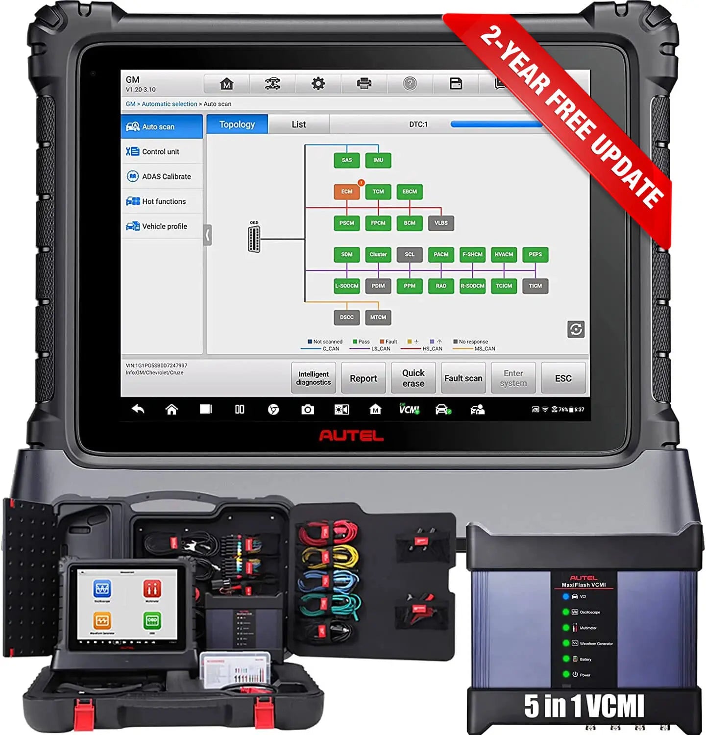 Autel MaxiSys Ultra Scanner 2024 Top Automotive Intelligent Diagnostic Scan Tool with 5-in-1 MaxiFlash VCMI, Bi-Directional Scanner, 40+ Services, Topology Map and Upgraded of MS908S Pro Elite MS906 Pro