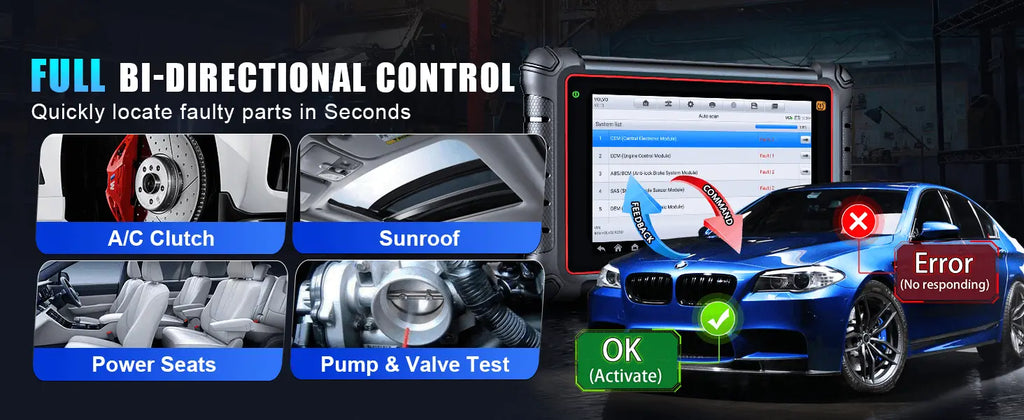 full bi-directional control-quickly locate faulty parts in seconds
