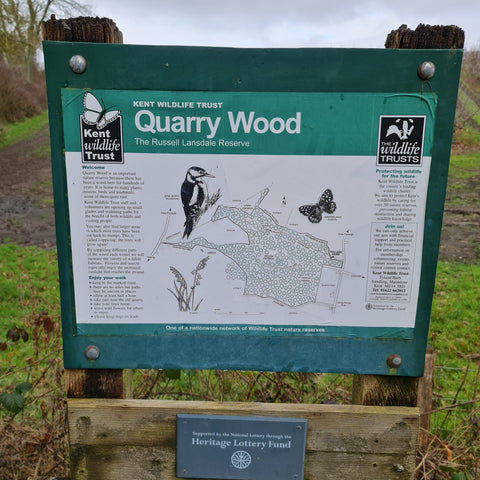 Kent Wildlife noticeboard at Quarry Wood, Coxheath, Kent