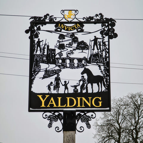 Handcrafted signpost for Yalding Village
