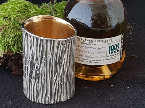 Tree bark textured spirit measure for gin or whisky by Kara Jewellery by Charlotte