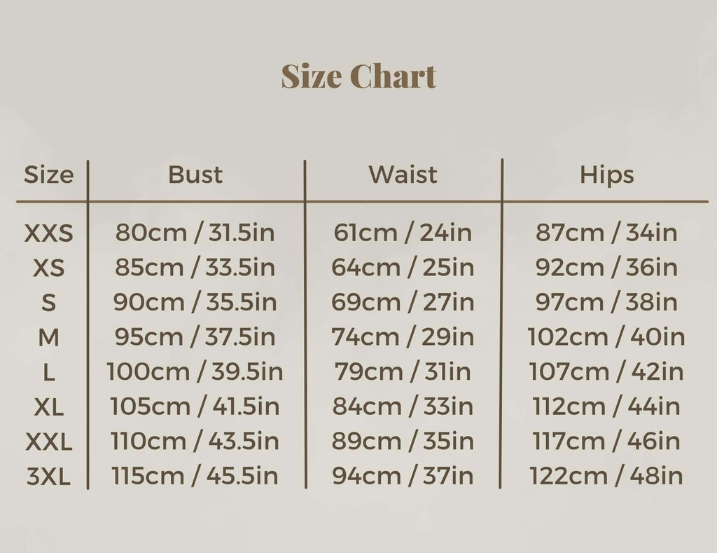 Tia Dorraine Women's Luxury Fashion Designer Clothing Size Chart