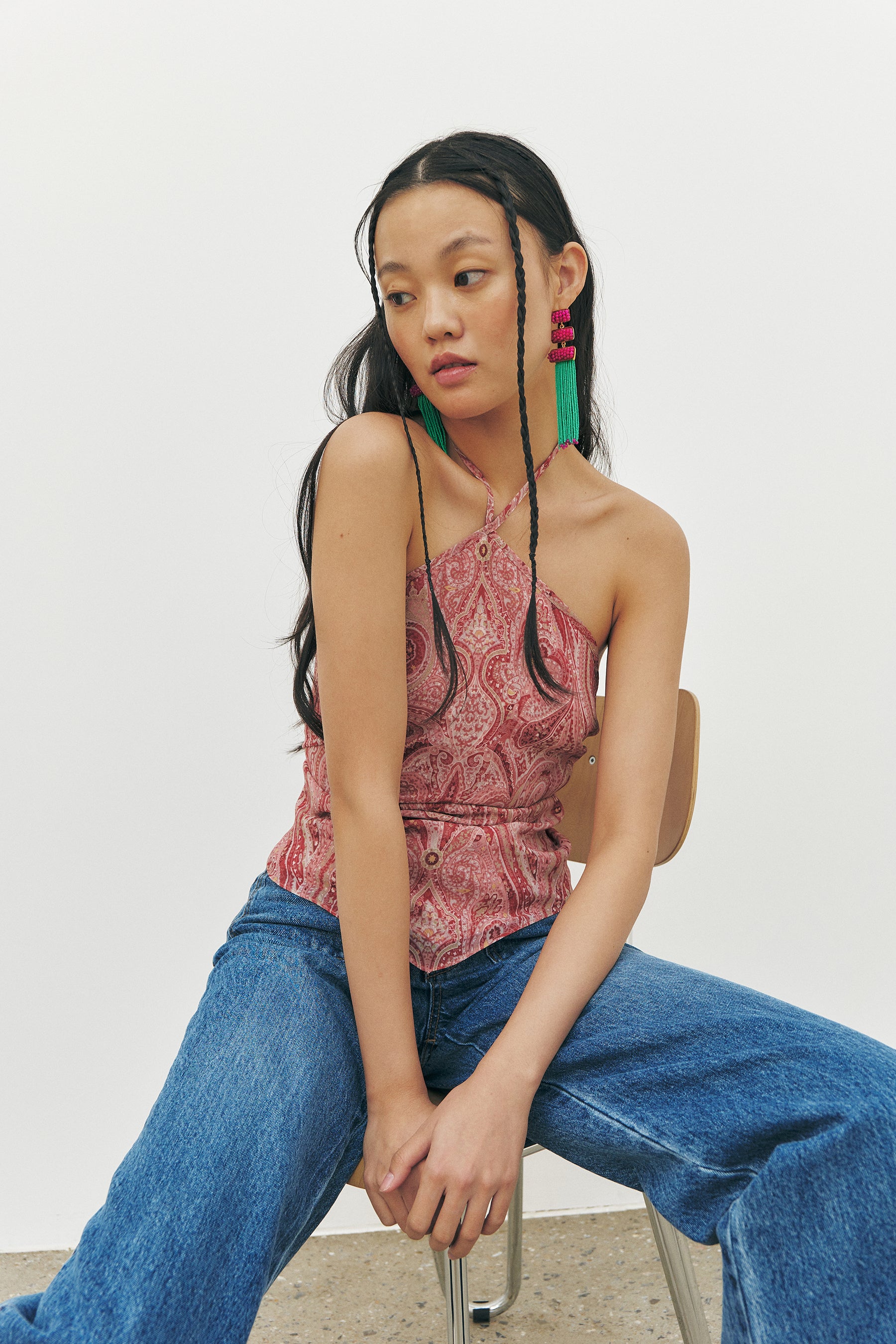 Scarf Halter Top, Red