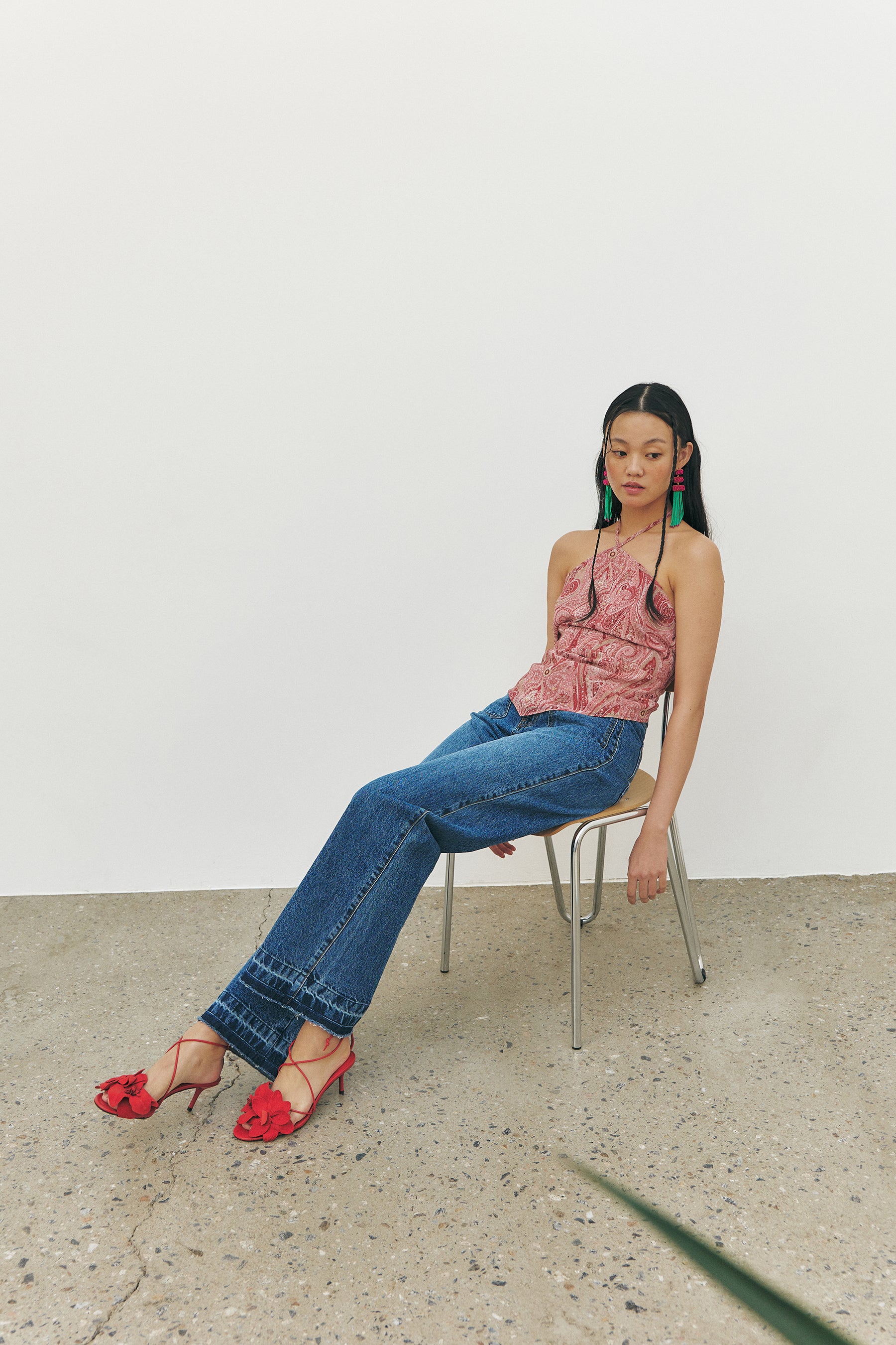 Scarf Halter Top, Red